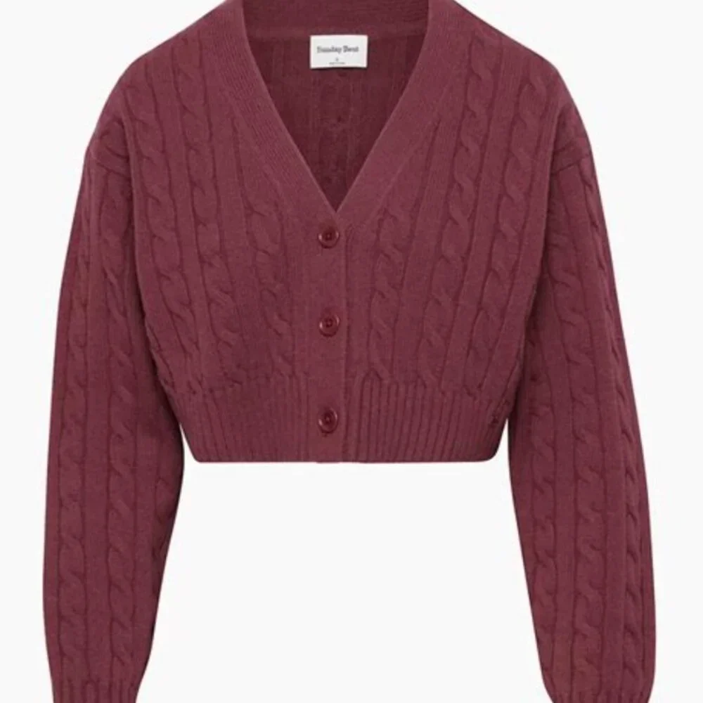 Aritzia Burgundy Cable Knit Cardigan - Picture 6 of 11